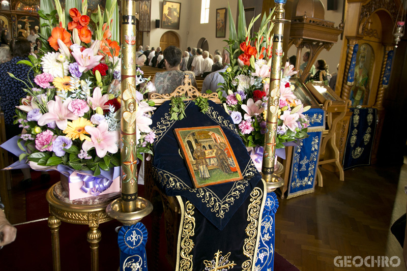St Basil the Great - Icon with flowers