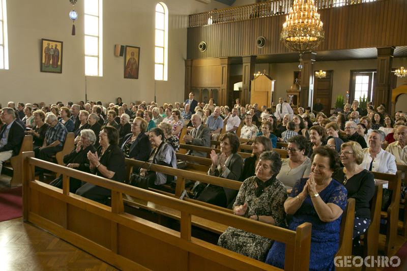 Laity People Clapping at Archbishop Makarios speech, Omilia at St Nicholas Church, Marrickville