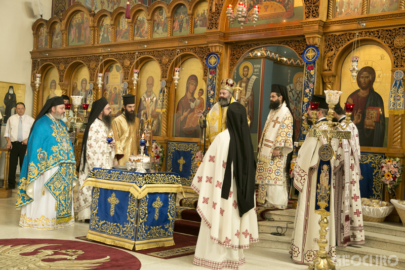 Archbishop Makarios, Bishop Melonas, Father Christodoulos, Father Michael after the Divine Liturgy at St Nicholas Marrickville