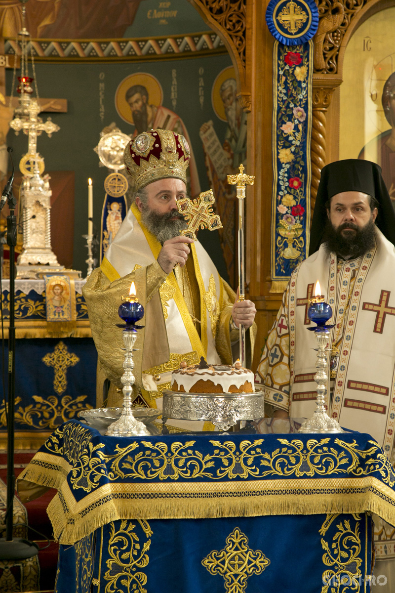 Vasilopita blessed by Archbishop Makarios at St Nicholas Church Marrickville